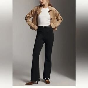 Anthropologie High Rise Flare Knit Stretch Pants Black Small